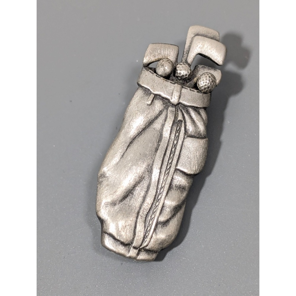 Ms Dee Pewter‎ Golf Bag Club Pin & Golf Ball Stud Earrings Set